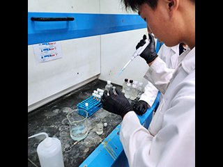 水質実験の様子（TSS調査）