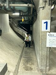 映画の撮影場所にもなった避難用スロープ！