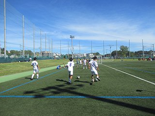試合前のアップです