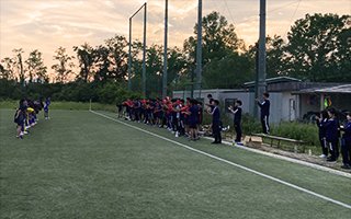 試合後、広大応援団への挨拶