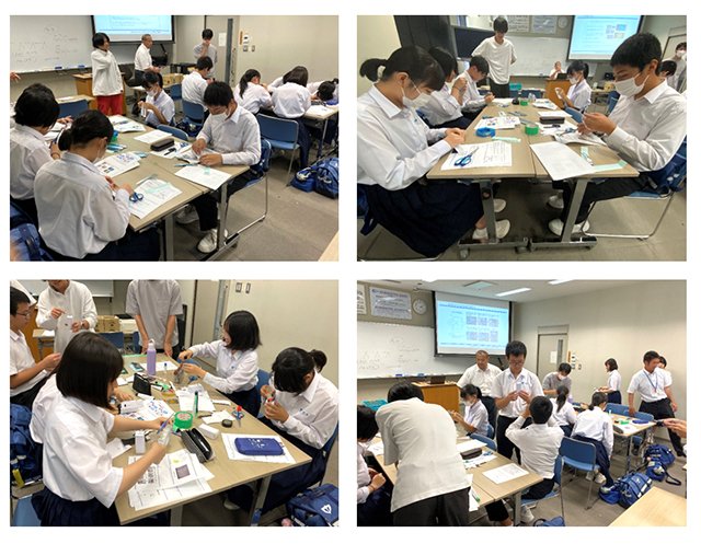 生徒の皆さんによる工作の様子