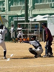 徳山高専戦適時打を放った 吉野玄信選手(機械工学科1年)