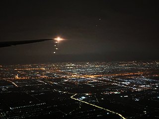 飛行機から見るタイの夜景